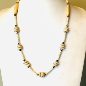 Funky Boho Vintage Bone and Brass Tribal Necklace